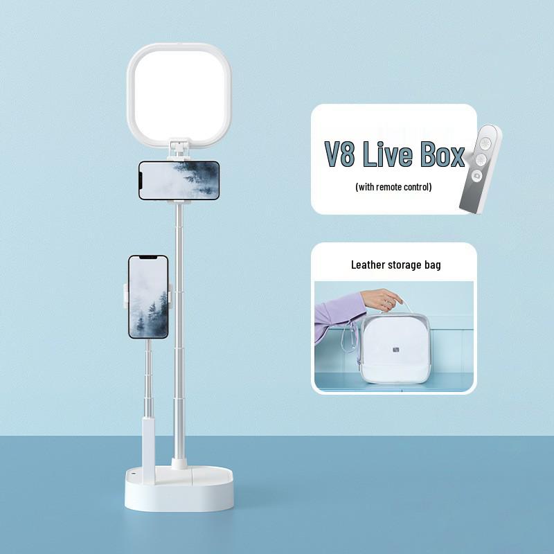 Multifunctional Desktop Phone Bracket with Fill Light – Portable, Retractable for Live Streaming