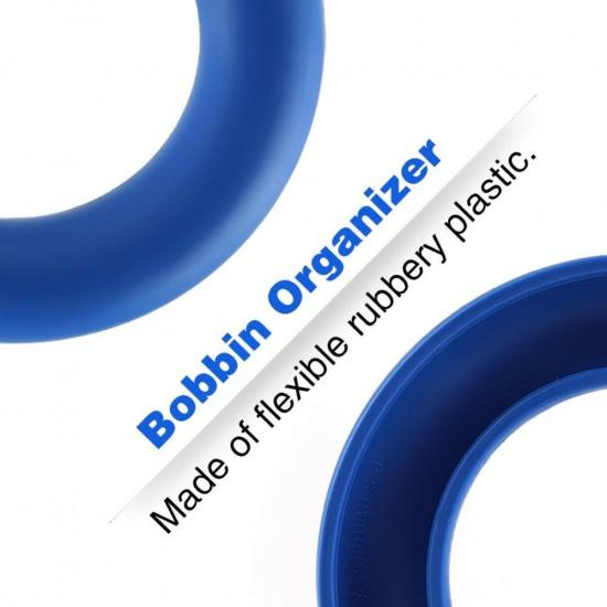 Sewing Bobbins Storage Box Silicone Rubber Round Ring Compact Lightweight Sewing Case Container Sewing Storage Tools (Blue)