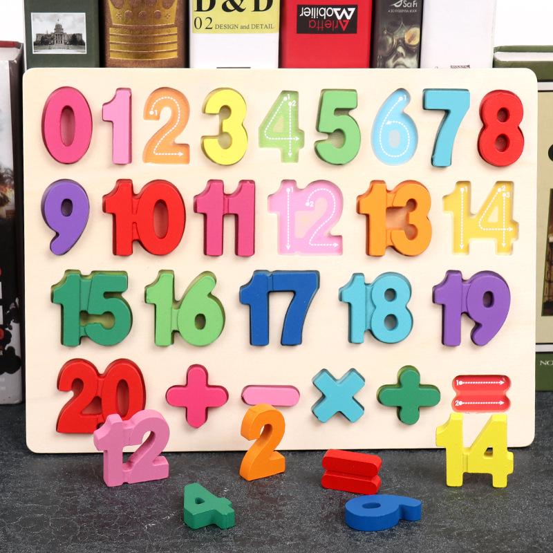 Wooden Kids' Digital Letter & Shape Matching Puzzle Board