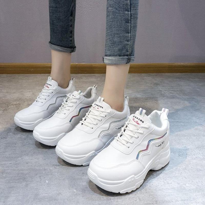 

Little white shoes women s 2025 spring and autumn new versatile mesh platform casual sports shoes 8cm height-increasing women s shoes 35 разноцветный