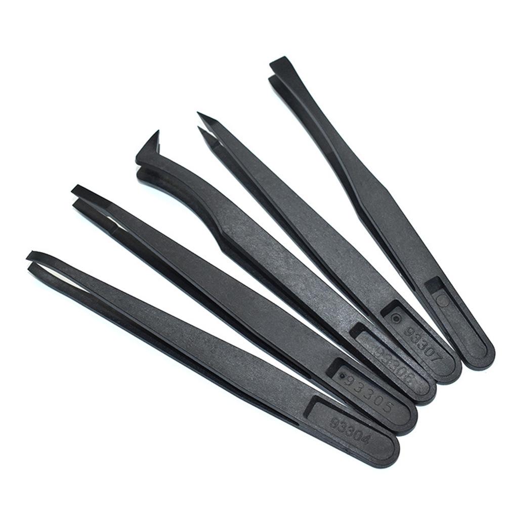 Anti-static Carbon Fiber Plastic Tweezers: Round & Wide Tip Clamps, Eco-friendly Insulation for Disassembly and Repair