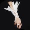 1PC Embroidery Feather Long Gloves Lace Wedding Gloves Gothic Mesh Sleeve  Party Wear