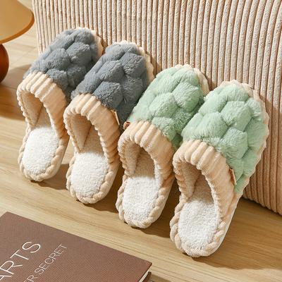 Baumwollpantoffeln Damen Herbst und Wintermonate Indoor Zuhause Zuhause Rutschfest Dicke Sohlen Auf Scheiße treten Gefühl Fellig Warm Paar Männer