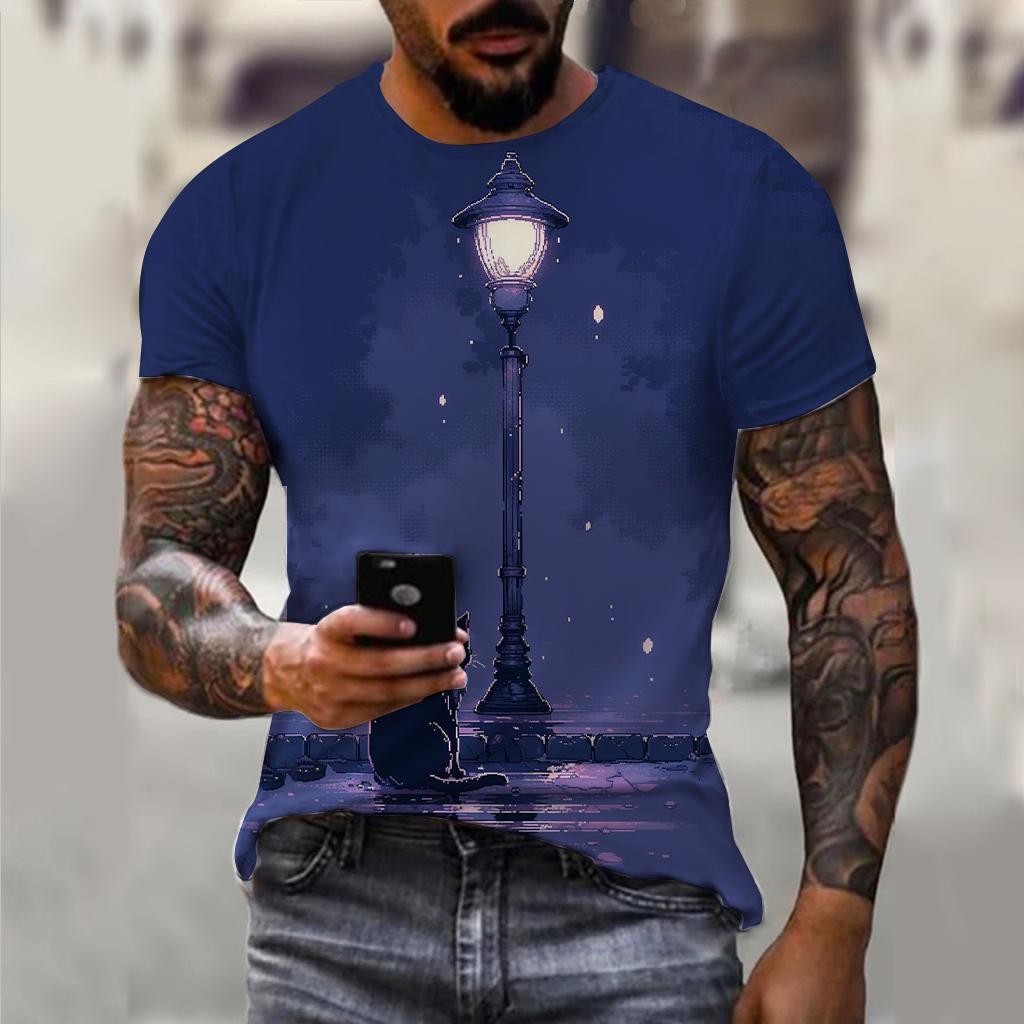 Fashion Men's T-Shirts with Red Wine 3D Print Pattern Summer Vintage Oversized Short Sleeved Casual Harajuku Men's Clothing