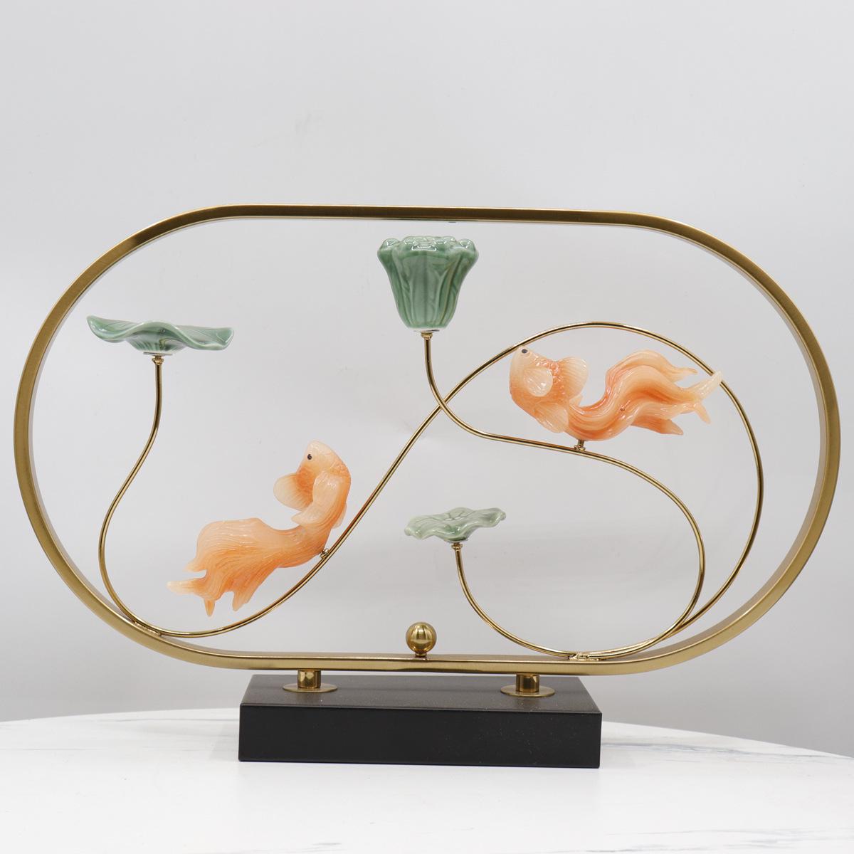 

Zen Lotus Goldfish Desktop Decor: Creative Chinese-Style Home Ornament Standard