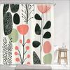 1Pc Simple Style Leaves Print Polyester Shower Curtain Bathroom Decoration Curtain,Hanging Curtain With Hooks Machine Washable