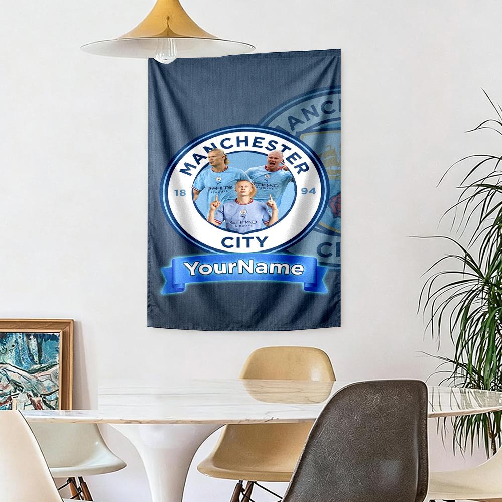 Manchester City Custom Your Name Wall Decor Tapestry Art For Pet Memorial Birthdaywedding Party Backdrop Family Gift