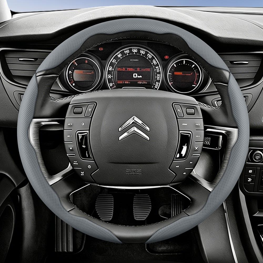 Suitable for Citroen Breathable Leather Steering Wheel Cover with Segmented Quick-Release Design, Non-Slip and Durable, for Models Such as C3, C4 X, B