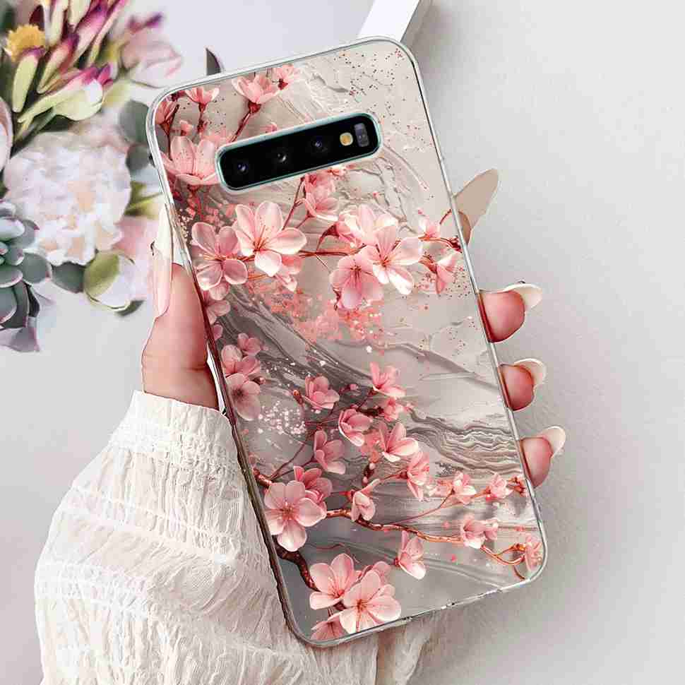 For Samsung Galaxy S10+ Case Fashion Design Soft Silicone TPU Back Cover For Samsung s10+ S10 Plus Butterfly Rose Phone Shell