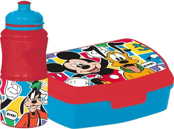 Set De Bouteille Et Boîte À Sandwich - Disney - Mickey Mouse - 380 Ml - Plastique Recyclable - Antidérapant