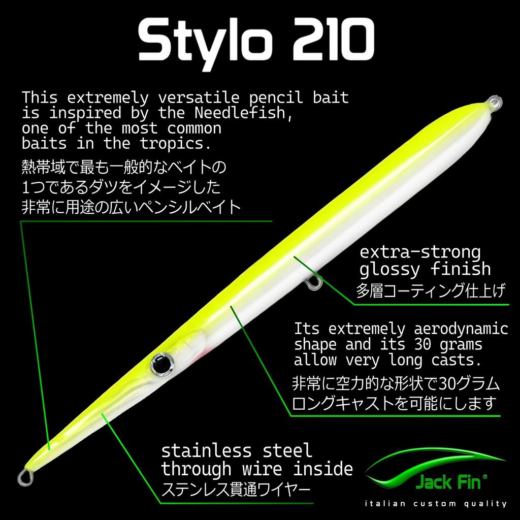 Jack Fin STYLO 210 Yellow Fluo Floating Lure Ideal for targeting bluefin tuna and other similar (Handmade) - fish.