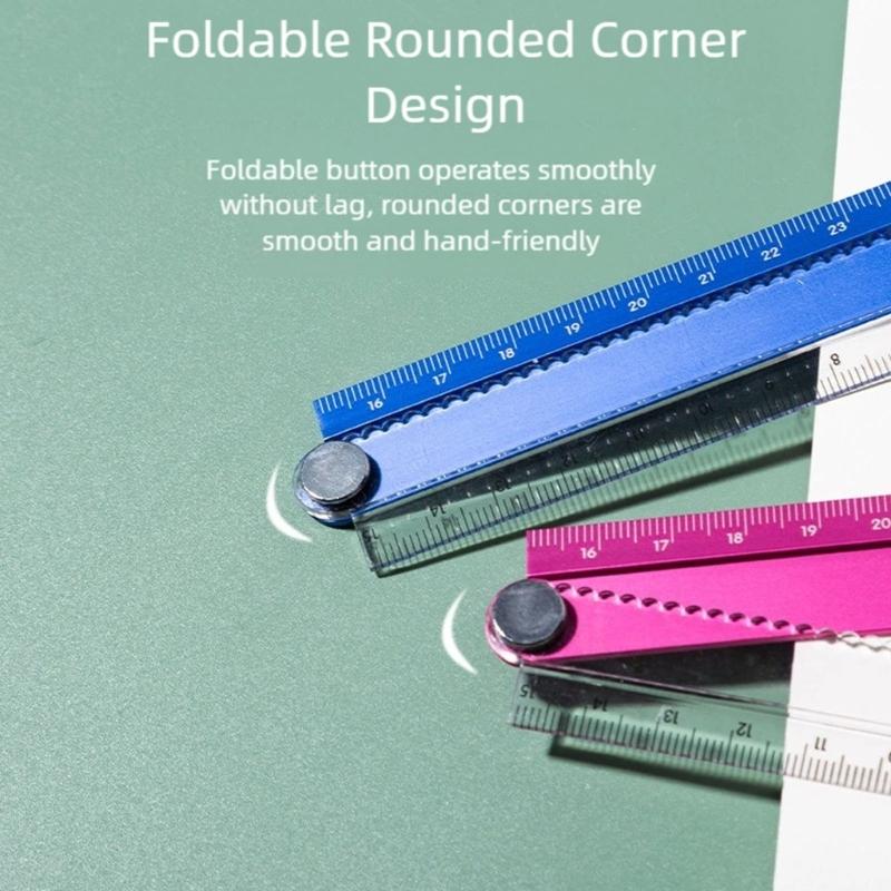 Foldable Ruler Kids School Supplies Aluminum Alloy Construction With Smooth Collapsible Mechanism Safety Edges