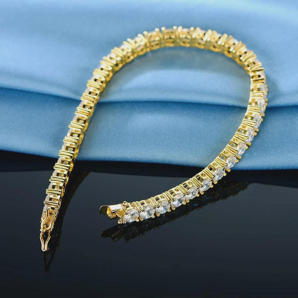 Europäischer & Amerikanischer Hot Sale: Kupferbeschichtetes Zirkon- und Gold-Tennisarmband - Luxuriös Elegant