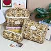 Vintage Large Capacity Cosmetic Bag Portable Travel Storage Bag Handheld Makeup Pouch for Toiletries Cosmetics Organizer Outdoor Daily Use