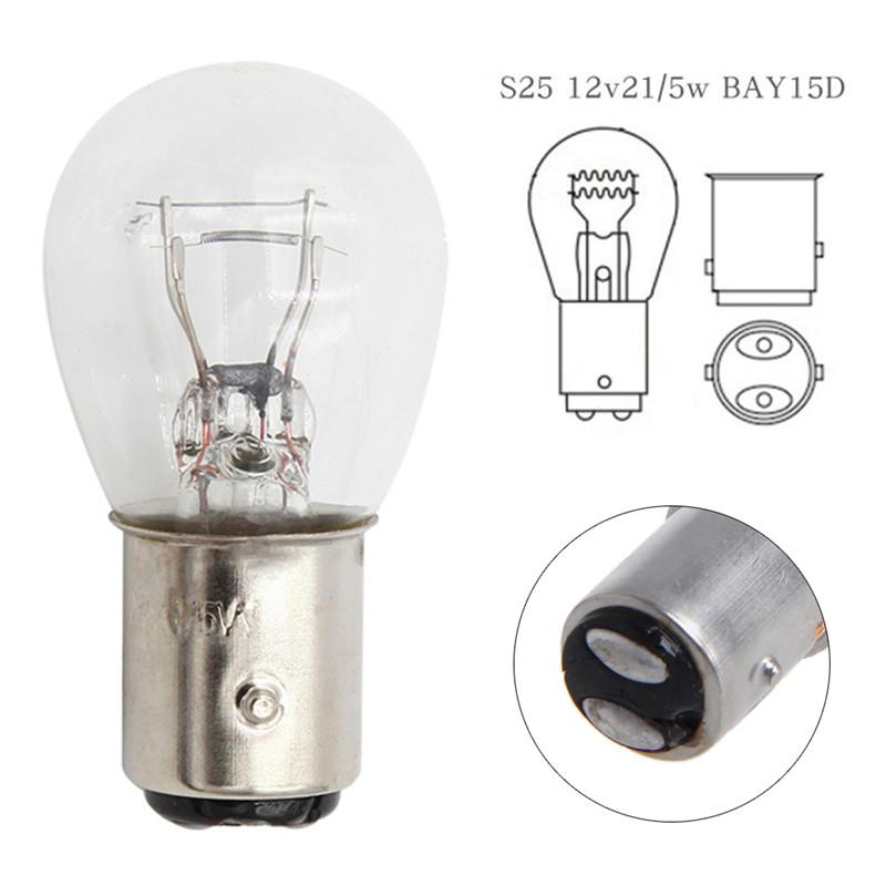 10Pcs DC12V 380 BAY15D 1157 21/5W Natural White Glass Double Filament Warm White Car DRL Stop Brake Lights Halogen Bulb