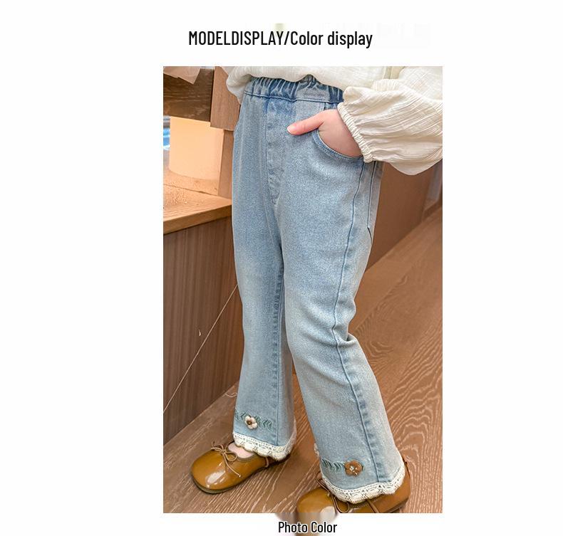 Girls' Spring & Autumn 2025 Flared Jeans: New Casual Trousers for Baby Girls