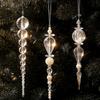 Transparent Acrylic Christmas Ornament Beaded Christmas Pendant  Holiday Home Decoration