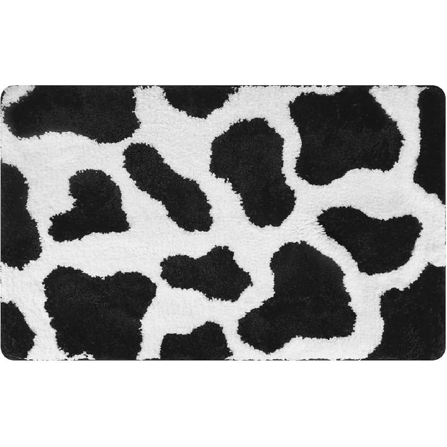 Leopard Print Bathrooom Rugs, 20"x32" Cute Animal Pattern Bath Mat, Soft Absorbent Thick Microfiber, Non-Slip Machine Washable, Funny Fluffy Bathmat