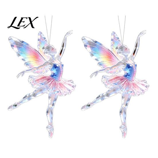 Cute Hanging Accessories 2Pcs Glitter Ballet Girl Keychain, 2D Acrylic Pendant for Bag Backpack, Sparkling Durable Crafts Dancer Car Rearview