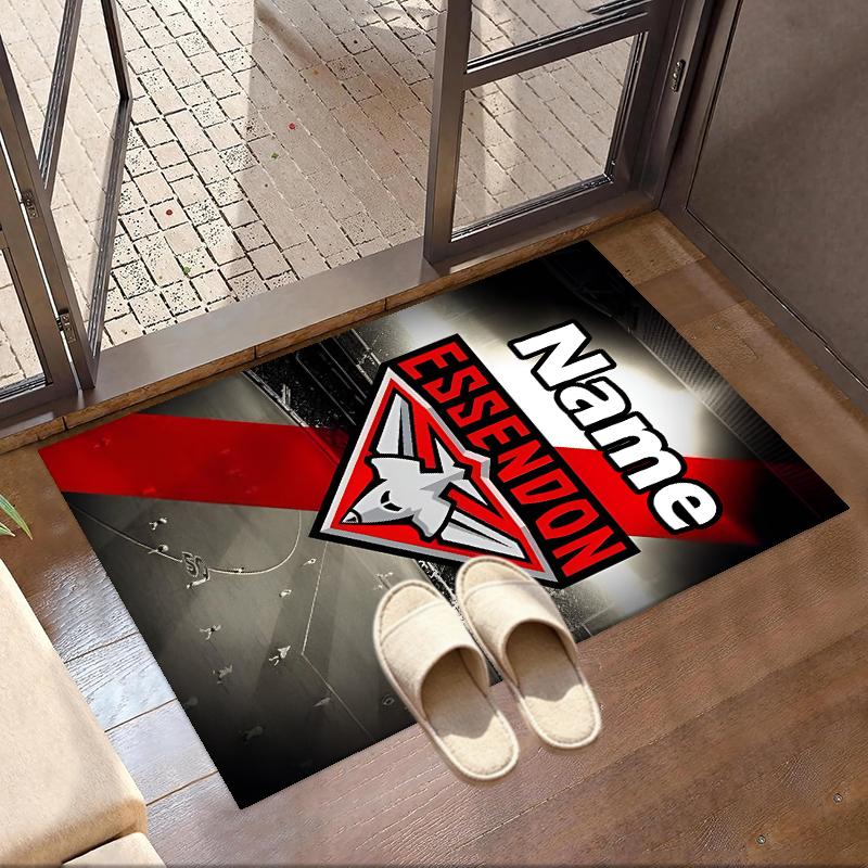 Custom Name Personalized Essendon Football Print Carpet, Versatile Home Decor Rug, for Playroom, Apartment, Balcony, Entryway, Hallway Gift