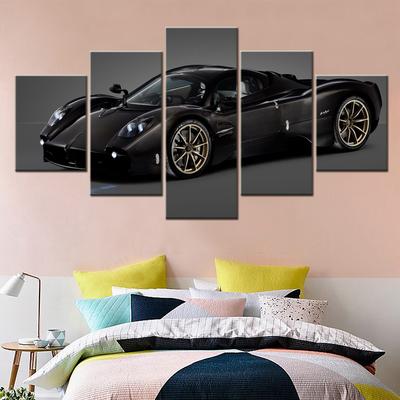 Canvas Painting 5 Pieces Cars Pagani Utopia Hypercar Wallpaper Super Cool Black Vehicle Home Decor Picture Living Room Framework
