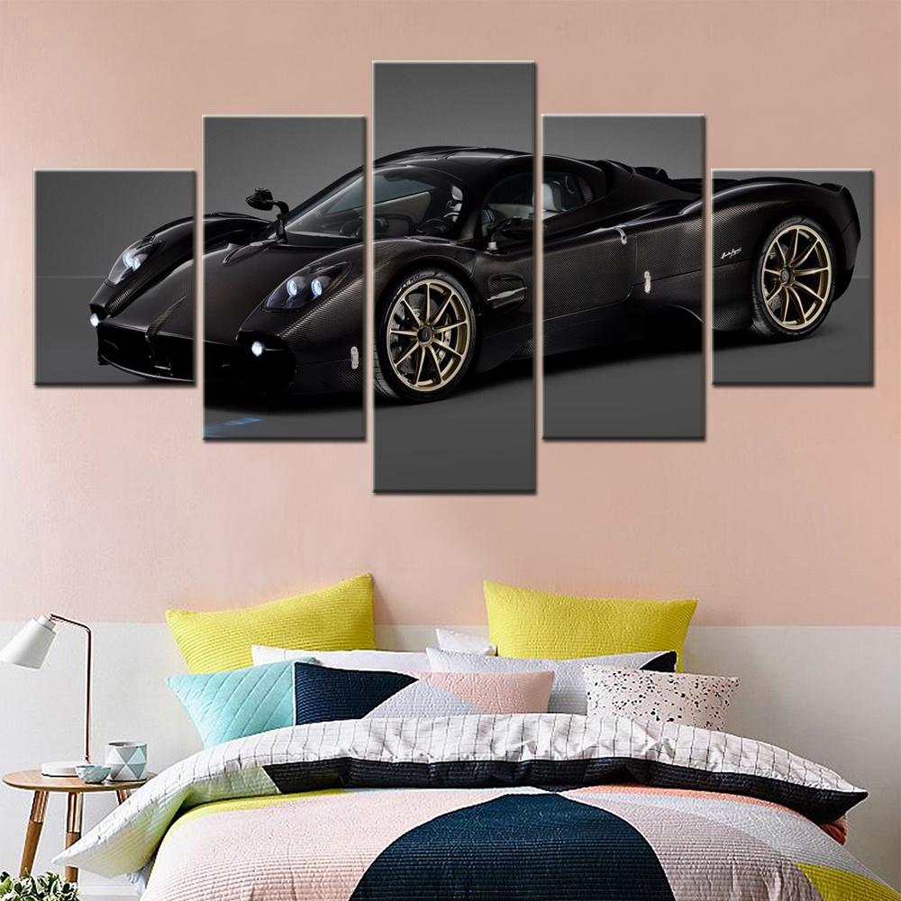 

Canvas Painting 5 pieces Cars Pagani Utopia Hypercar Wallpaper Super Cool Black Vehicle Home Decor Picture Living Room Framework 20x35 20x45 20x55cm