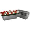 Set of 5 Flower Pots, Plastic Planters for Patio, Garden, Balcony, 59 X 21 X 16 Cm, Grey