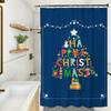 Cute Cartoon Christmas Washable Dirt-Resistant Shower Curtain Shower Head Waterproof Polyester Bath Curtain For Home Decor