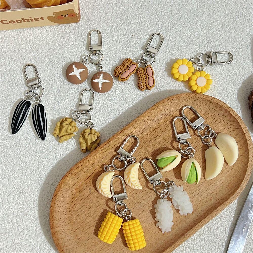 Pistachio Simulation Food Keychain Bag Pendant PVC Keychain Unique Food Series Pendant  Couple