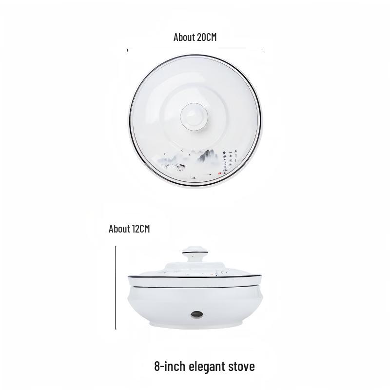 DeRuiEn Ceramic Warming & Dry Pot Serving Dish 8 inch (2-pack)