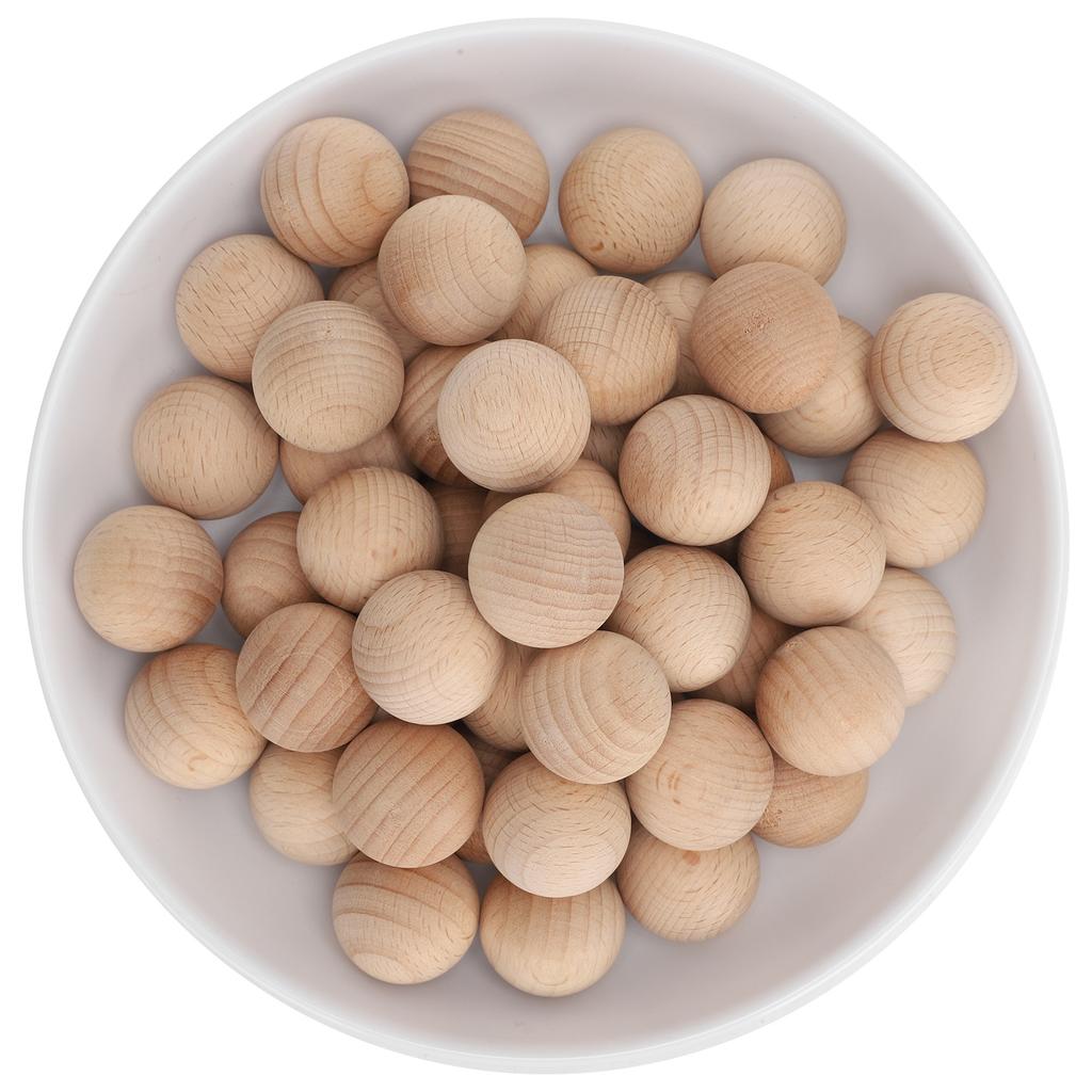 50Pcs Wooden Round Balls Unfinished Beech DIY Creativity Hand Made Craft Supplies