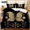 Bohemian Duvet Cover Set 3D Golden Sun and Moon Bedding Set for Kids Teens Adults Double Queen King Size Polyester Qulit Cover
