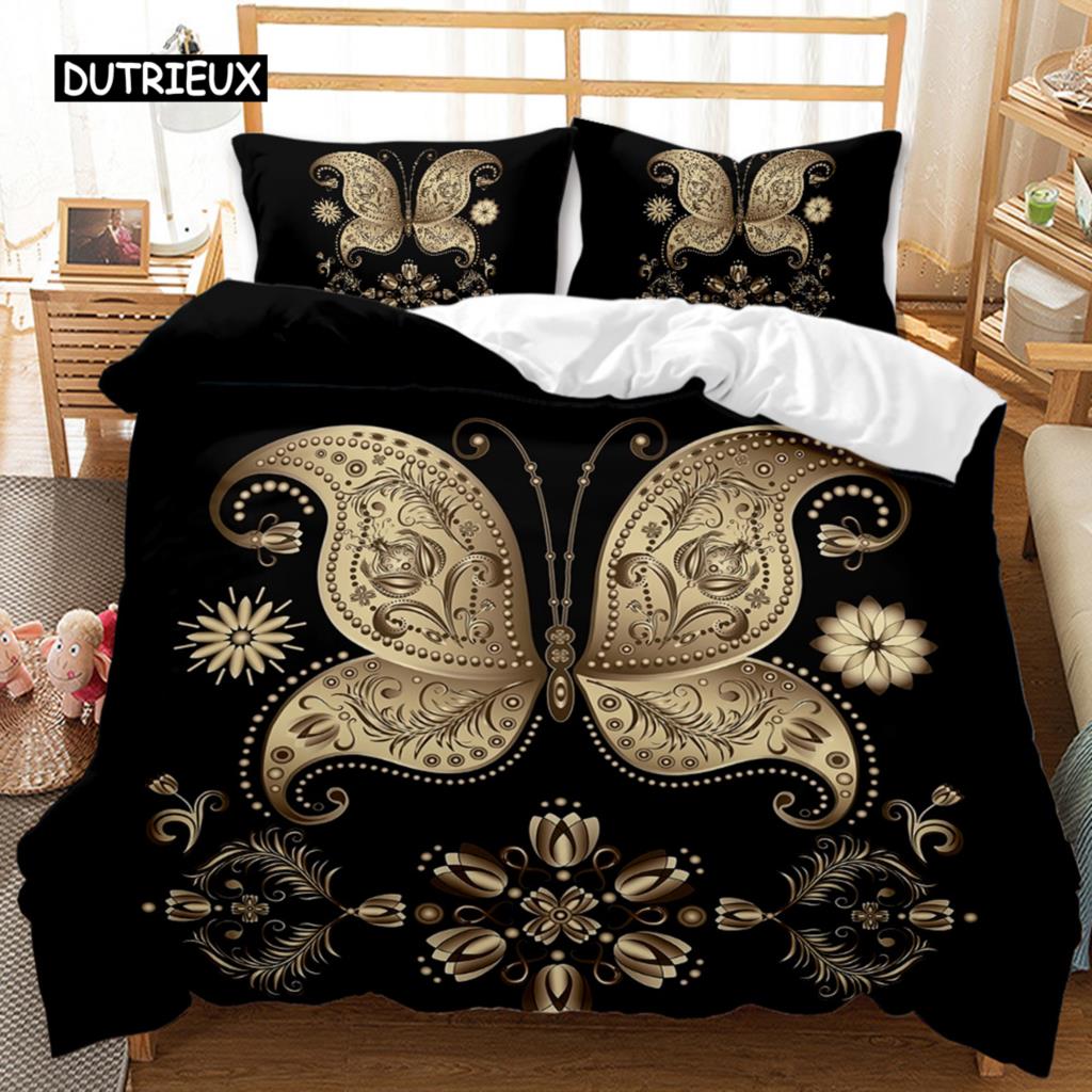 Bohemian Duvet Cover Set 3D Golden Sun and Moon Bedding Set for Kids Teens Adults Double Queen King Size Polyester Qulit Cover