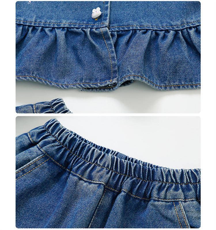Autumn 2025 Girls' Fashion Denim Three-Piece Set: Vest, Base Shirt, for Small & Medium Kids