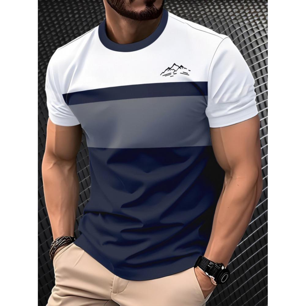 Summer Fashion Round Neck Short Sleeved T-shirt Casual Versatile Men's Top