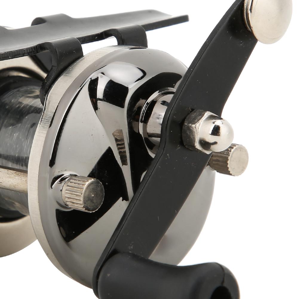 Portable Ice Winter Fishing Reel Small Plate Wheel Lateral Reel with Line Tackleblack