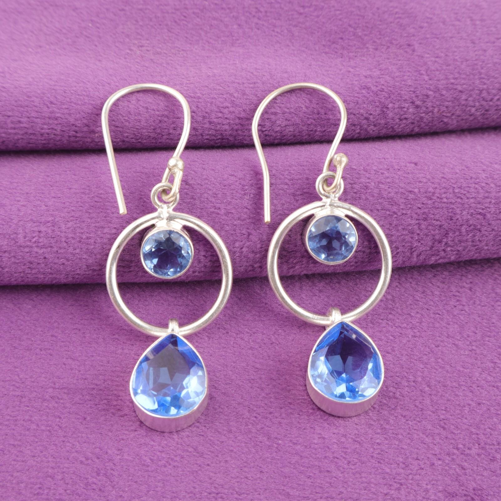 

Pear Tanzanite Stone 925 Sterling Silver Drop Dangle Elegant Earrings Jewelry EE-140-15