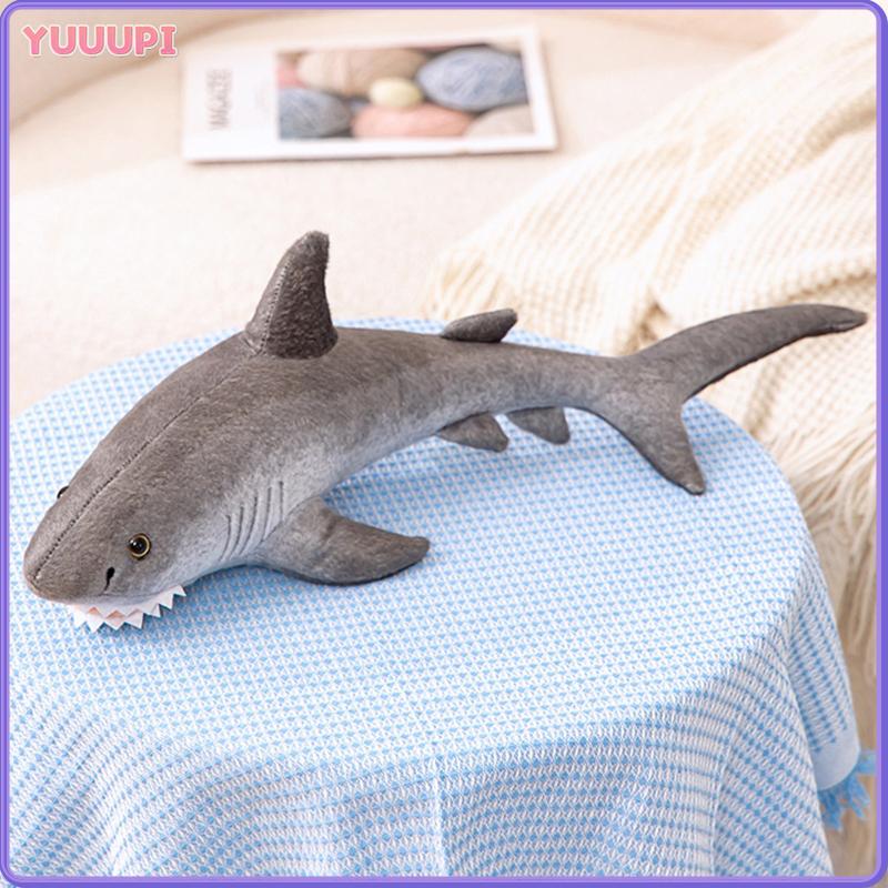 Simulated Shark Sea Creature Grey Fish Plush Toys Super Soft Dolls Cartoon Pillow Bed Decor Birthday Gift for Girl Boy Sleep Toy