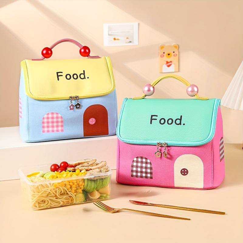 Non Food Contact Adorable House Shaped Insulated Lunch Bag Portable,Large Capacity with Aluminum Foil Lining, Easy to Clean, Vibrant Colors