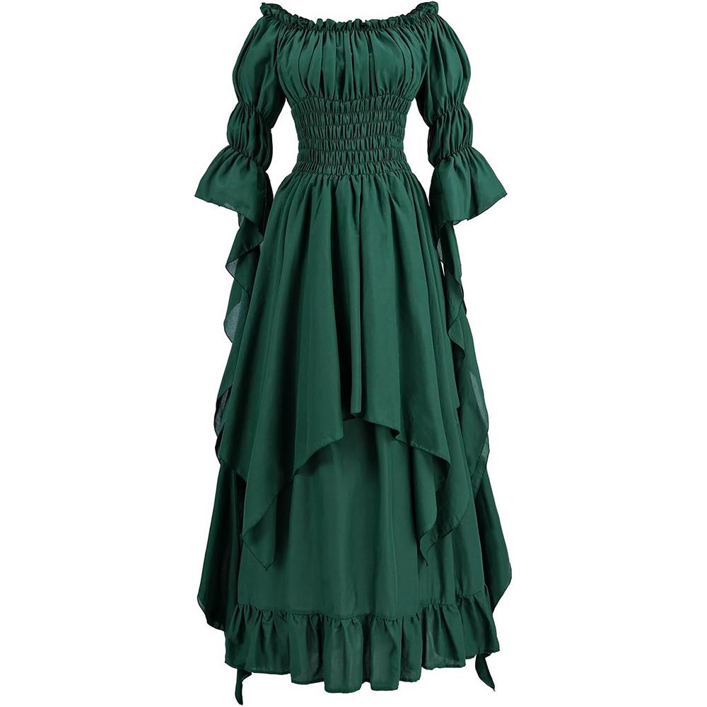 

Платье эпохи Возрождения Женское Средневековый костюм Викторианские платья Крестьянское Готическое Платье Феи Ведьмы Свадебное Нижнее платье S зелёный