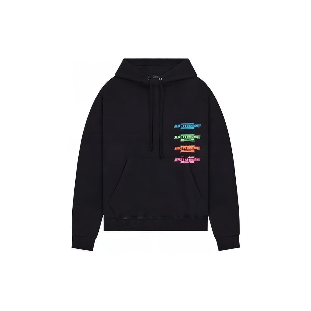 We11done Ss21 Multicolor Logo Terry Hooded Sweatshirt Unisex sweatshirt Black WD-TH1-21-502-U-BK