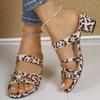 Fashion Leopard Print High Heel Sandals for Women Summer Open Toe Thick Heeled Outdoor Slippers Woman Casual Comfort Sandalias