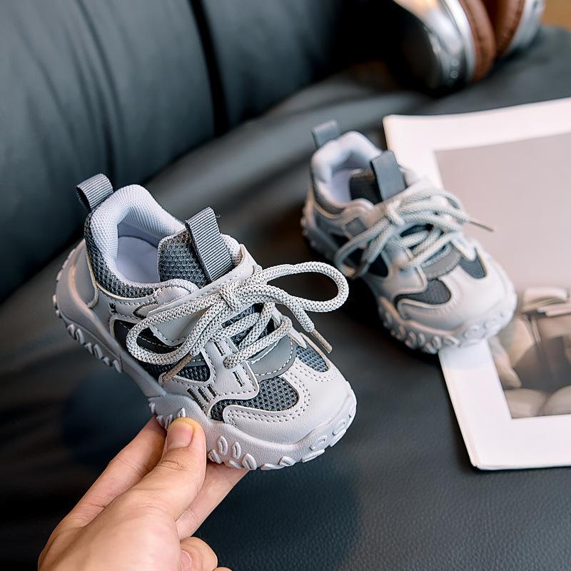 2025 autumn new mesh breathable children's sports shoes boys and girls baby sports shoes breathable dad shoes tide