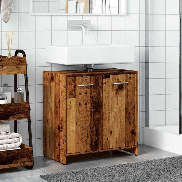 VidaXL Armoire lavabo de salle de bain vieux bois 60x33x60 cm, meuble de lavabo, meuble sous vasque de salle de bain, meuble 856039