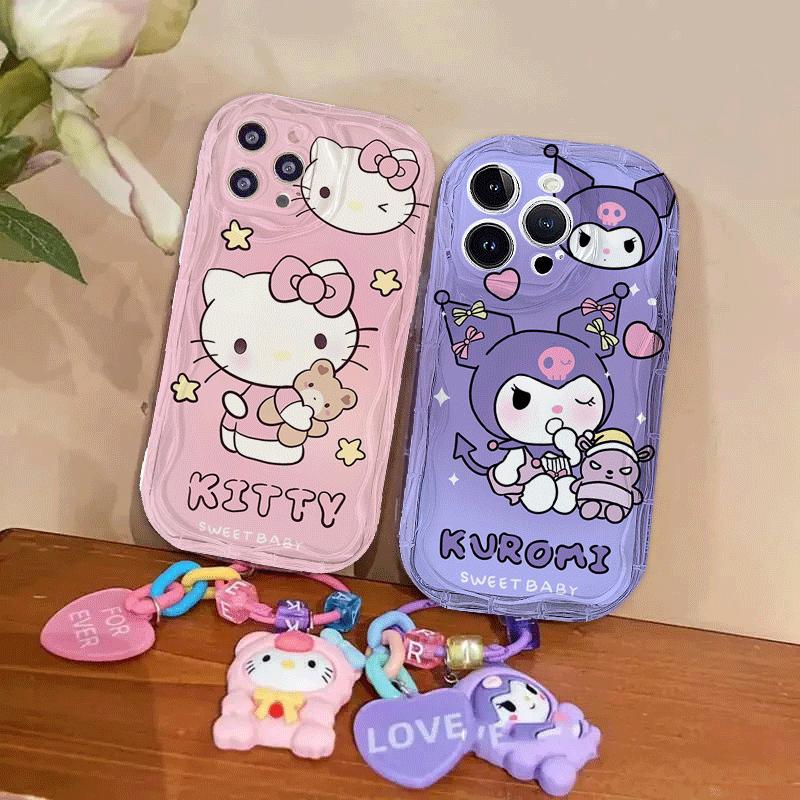 Cute Hello Kitty Kuromi Pendant Case For Samsung A57 5G S26 Ultra Plus A56 A55 A37 A16 A06 A54 A53 A34 A14 A32 A13 A26 5G Cover