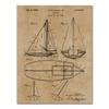 Sailboat Patent Print Vintage Poster Sailor Gifts , Yacht Anchor Ship  Wheel Sailing Blueprint Nautical Wall Art Canvas Painting
