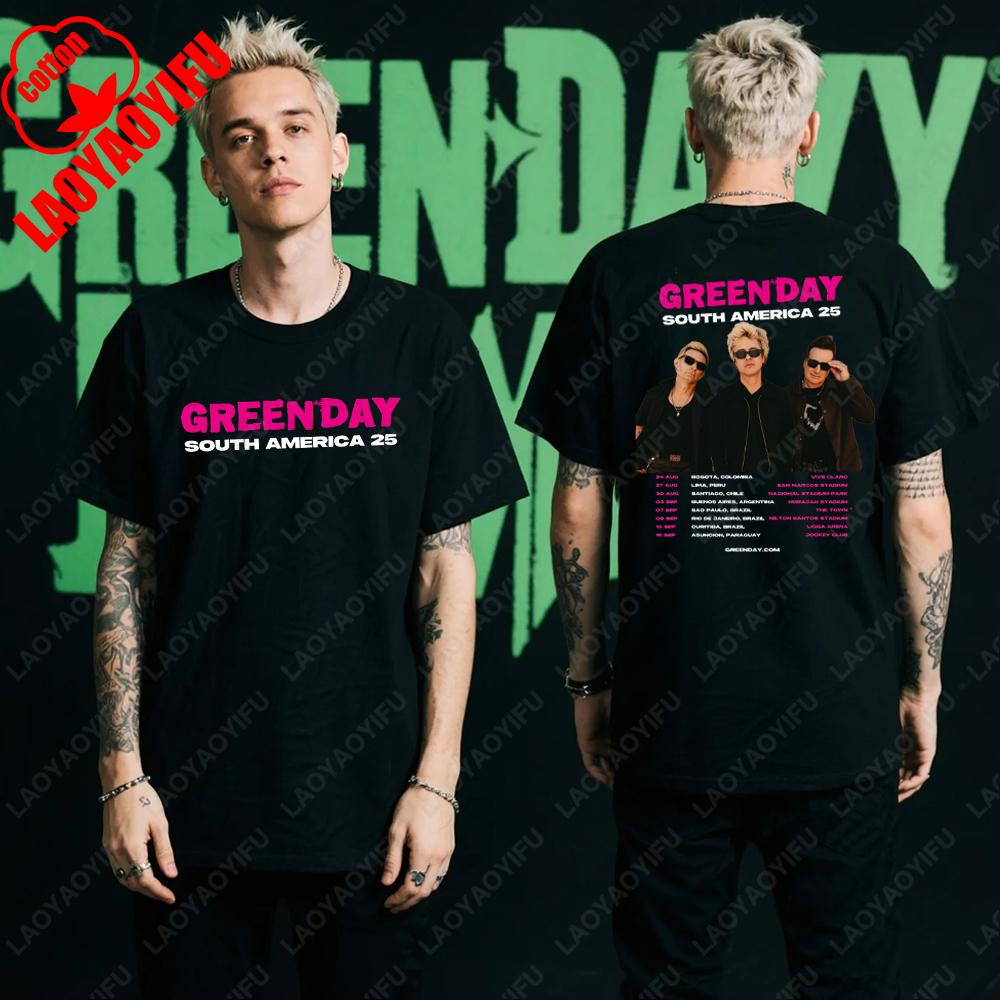 Green Day Tour 2025 Asia and Australia Tour Graphic T Shirts Summer Woman Man Fans High Quality Cotton Tshirt Music Festival