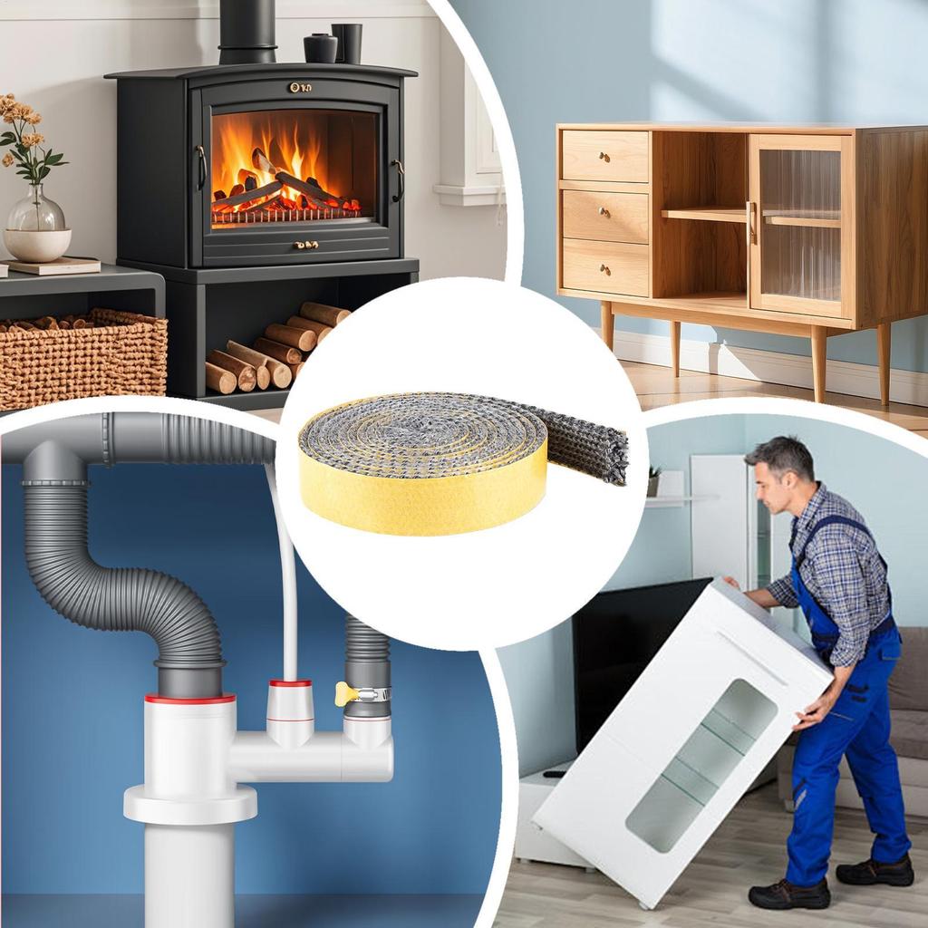 Guarnizione Stufa a Legna Guarnizione in Fibra di Vetro ad Alta Temperatura Per Camino Ignifuga Nastro Sigillante Sostitutivo Per Tubo di Scarico Forno Combustione
