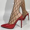 Fashion Red Patent Leather Slippers Women Sexy Stiletto Heel Slip On Sandals Summer Party Catwalk High Heels Pointed Toe Shallow Slides