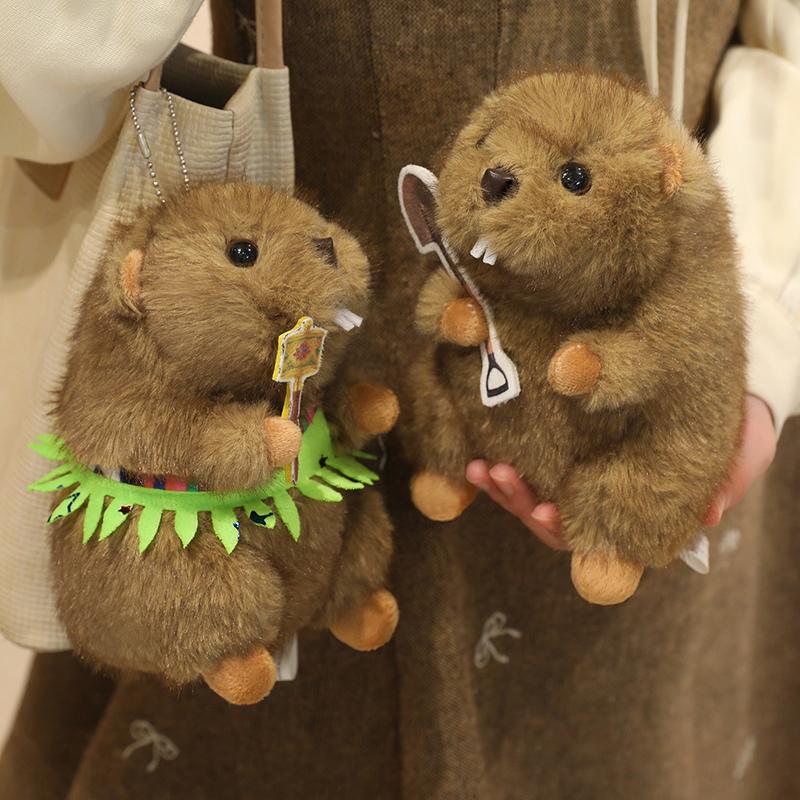 Stuffed Lifelike Mining Marmota Plush Toys Simulated Ethnic Samba Skirt Dress Groundhog Animals Hug Dolls Toys Birthday Gift